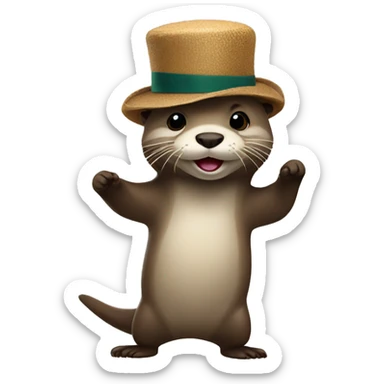 Otter with a hat dancing sticker