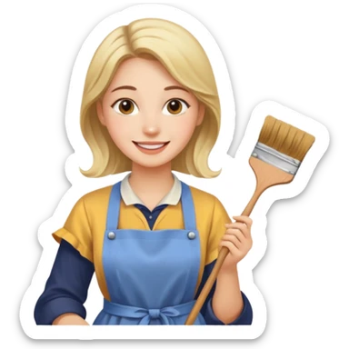 Young Women painting smilling tablier sticker