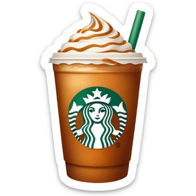 A starbucks coffe with caramel sticker