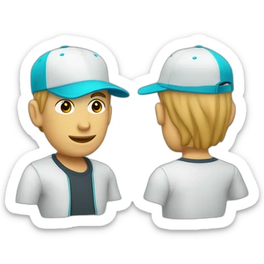 hombre de tez blanca con gorra azul turqui,  sticker