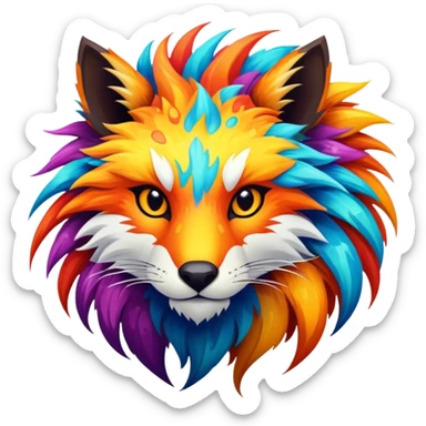 a colorful edgy vernid-fionbri-animal-creature with splash patterns sticker
