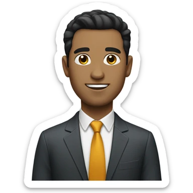 business man short straight black hair fluffy sticker