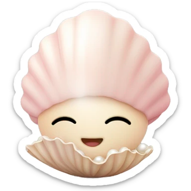 cute girlish light pink and biege decorated delicate, SHELL with a small pearl inside of it sticker