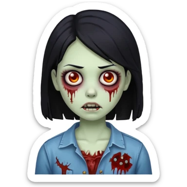 zombie girl with black hair sticker