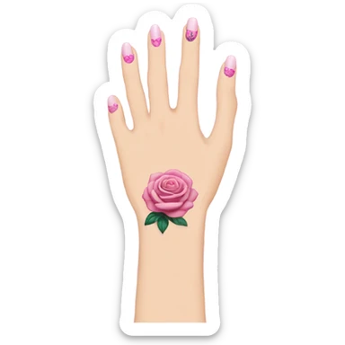 White girl arm with pink nails and tattoos sticker