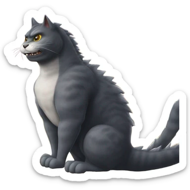 cat godzilla like taking over city sticker