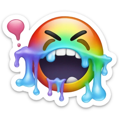 Smiley face puking rainbows sticker