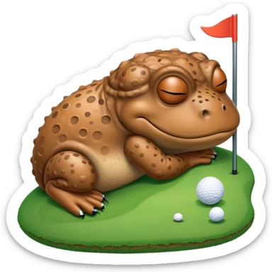 Want an image of the cartoon bufo meme sleeping, dreaming of himself golfing  sticker