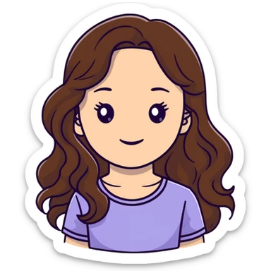girl with long wavy brown hair and fair skin sticker