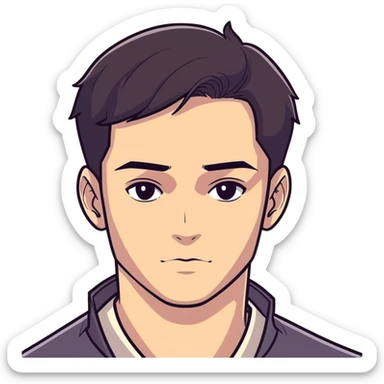 pretty handsome bratz man, dark eyes,  short dark hair, dark eyes, pale skin, defined jawline sticker
