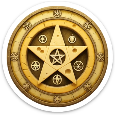 cheese wheel witchcraft occult pentagram sticker