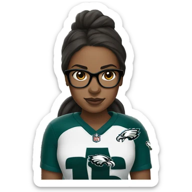 Brown skin girl with glasses in Philadelphia eagles clothes sticker