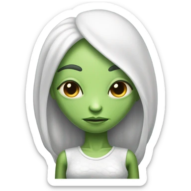 a Reptilian alien white woman, full body, sleeping sticker