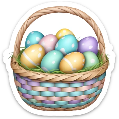 Easter basket with colorful eggs sticker