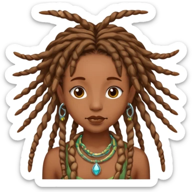 Brown skin fairy with locs with a septum piercing sticker
