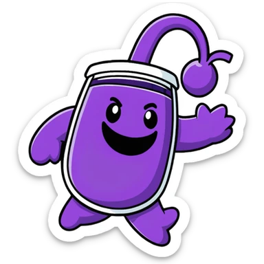 grape koolaid man bursting through wall sticker
