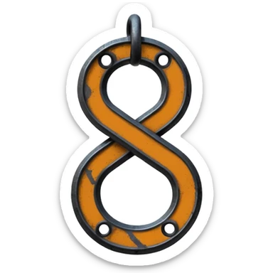 Emoji, gothic chain link shaped as number 8, forged from matte black steel, industrial form, subtle metal texture, no glow, no neon, flat emoji design, centered, transparent background sticker