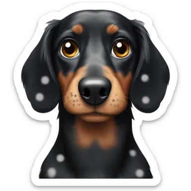Fluffy black dachshund face with grey spots sticker