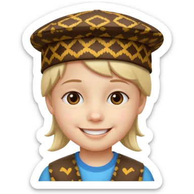 print hat with kid sticker