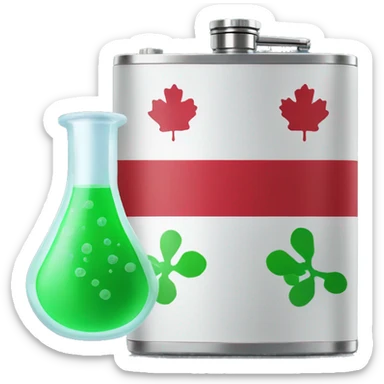 draw a feature flag themed science flask sticker