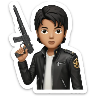 Micle Jackson holding a smg sticker