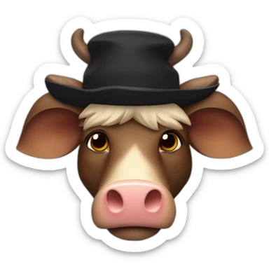 fullface emotionless brown boar with tusks in black winter hat sticker