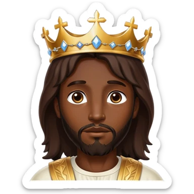 Dark skin christ Jesus with a shiny heavenly crown sticker