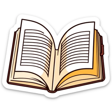 Open book with pages flipping sticker