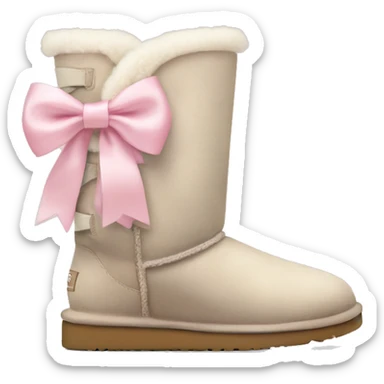 cute pale ugg boots with pale pink ribbon bow sticker
