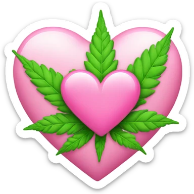 pink heart with weed leaf  sticker