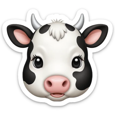 simple cute cow face, eyes of dot sticker