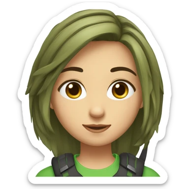 Un joven de tez clara, pelo castaño y liso, ojos verdes, muy lindo y con audífonos gamer sticker