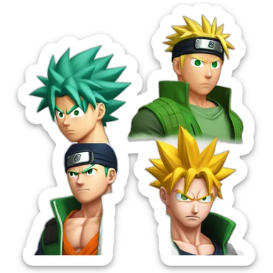 goku vs naruto vs rui vs zoro sticker