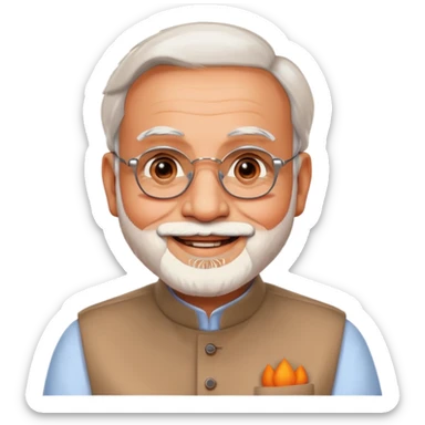 prime minister modi as a friendly emoji, smiling, warm expression sticker