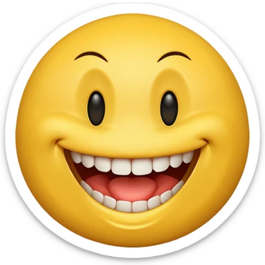 a yellow  smiley face with very big teeth like the trivago guy sticker