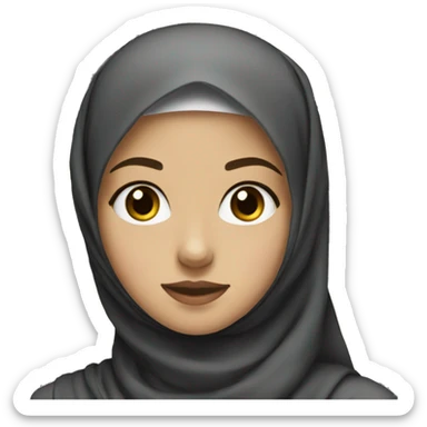 A Girl with hijab but neck showing and dark black Eyes and hijab black sticker