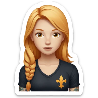girl with long blonde hair and tattoos and an athletic ginger girl sticker
