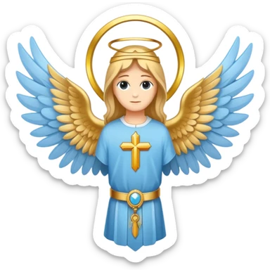 holy saint emblem with light blue wings and golden halo sticker
