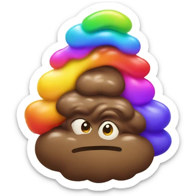 Rainbow poop sticker