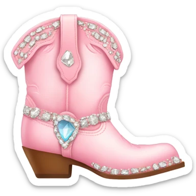 Light pink cowgirl boot with gems sticker