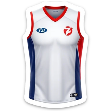 Cinematic Realistic image of an AFL jersey rendered in vibrant team colors with detailed fabric textures and dynamic creases, illuminated by bold, stadium lighting that accentuates its sporty character sticker