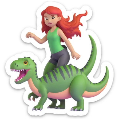 red-haired girl with a dinosaur tail and paws sticker