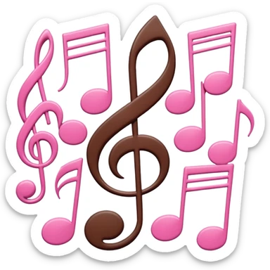 pink and brown polka dot music notes sticker