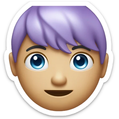 Design an emoji for Oria with a circular face, soft purple-blue gradients, a cheerful smile, sparkly eyes, and a glowing halo or orbiting dots. Add a stylized “O” and subtle circuit patterns to reflect its AI-powered identity. sticker