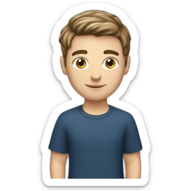 a white male student with very short brown hair with hairstyle French crop sticker