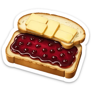 make a 2 slice of bread with butter and jam on top of it with not face sticker