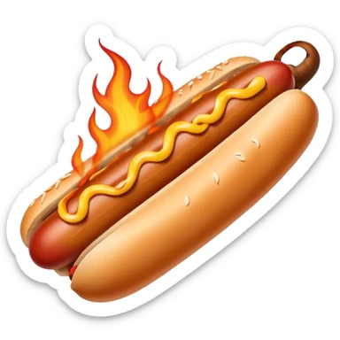 Hand Holding a Flaming Hotdog sticker
