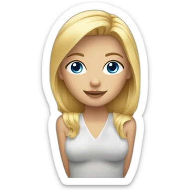 Blonde girl Blue eyes in chair sticker