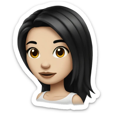 Beautiful girl with white skin, long black hair and tattoos sticker