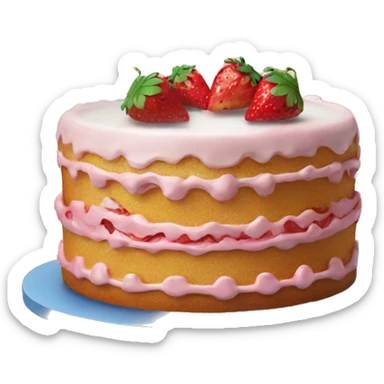 cake with strawberry  sticker